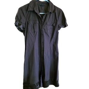 BCX‎ Brown Button Up Dress Shirt Dress Short Sleeve Casual Career Medium